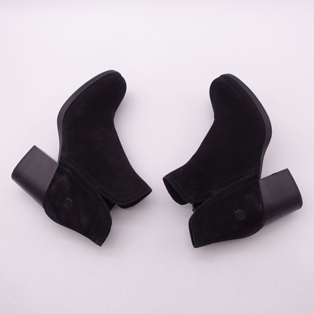 Born Women's Olivia Suede Leather Ankle Heeled Boots Side Zip Size 8M Black - Picture 3 of 8
